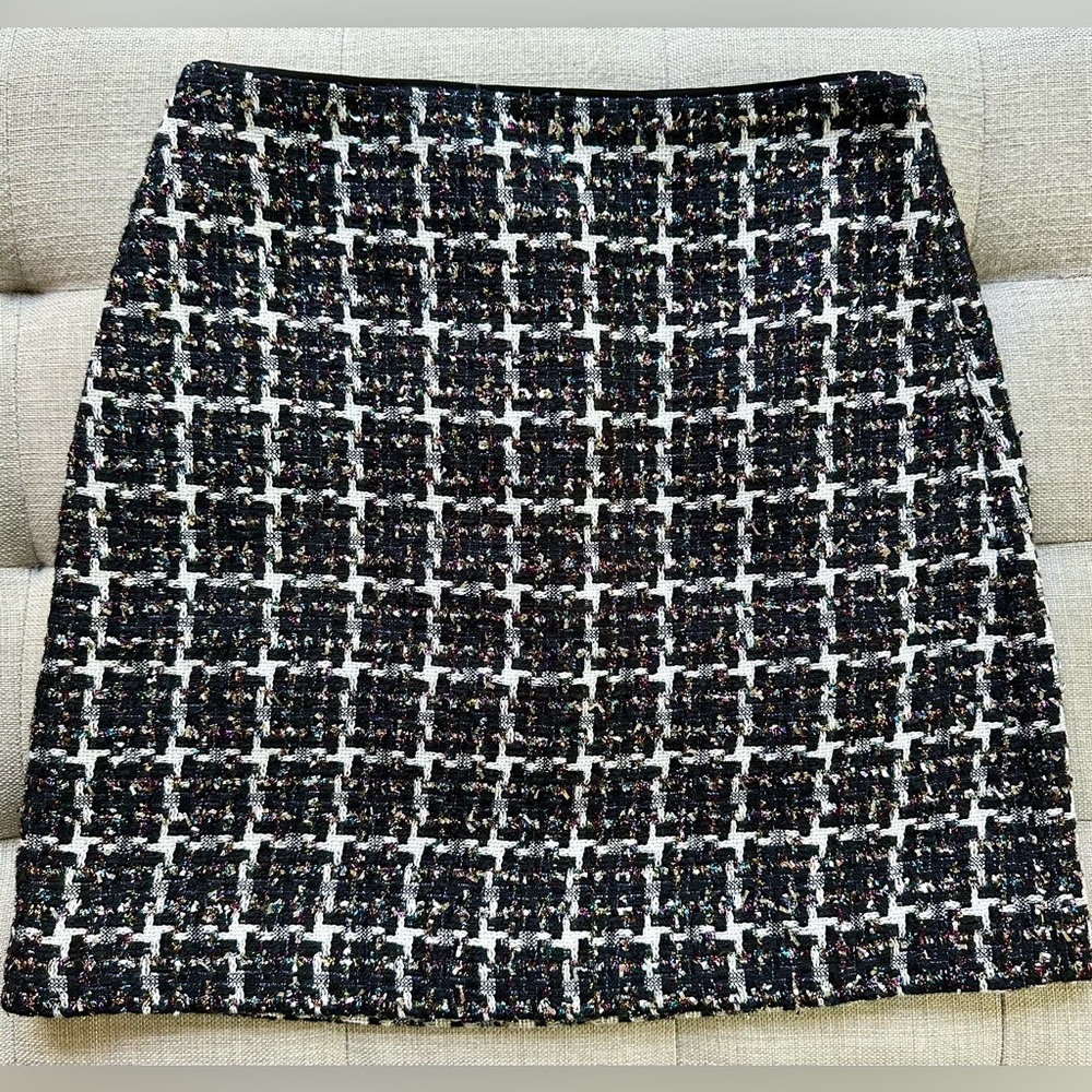 LOFT Metallic Houndstooth Mini Skirt - Size 0